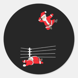 Weihnachts-Weihnachtsmann-Wrestling Xmas Runder Aufkleber