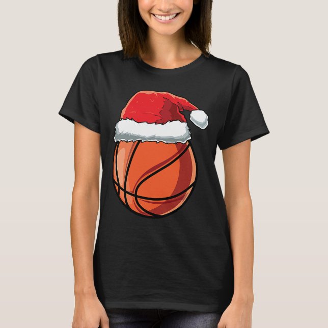 Weihnachts-Weihnachtsmannmütze Basketball-Spieler  T-Shirt (Vorderseite)
