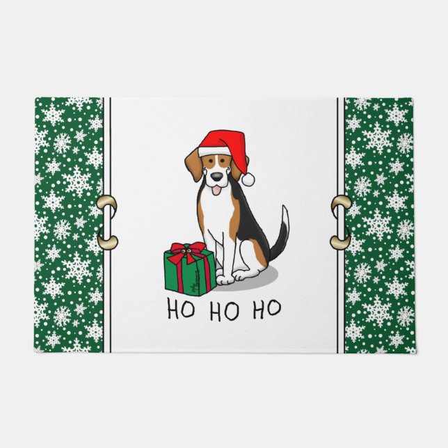 Weihnachts-Weihnachtsmannmütze Beagle (Tri-Farbe 3 Fußmatte (Vorderseite)