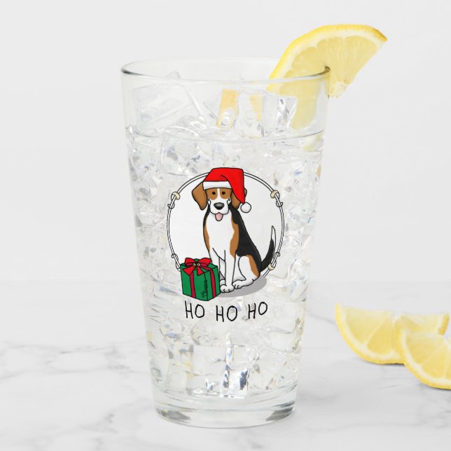 Weihnachts-Weihnachtsmannmütze Beagle (Tri-Farbe 3 Glas (Rückseite Ice)