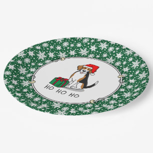 Weihnachts-Weihnachtsmannmütze Beagle (Tri-Farbe 3 Pappteller