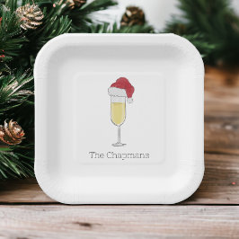 Weihnachts-Weihnachtsmannmütze Champagne Pappteller