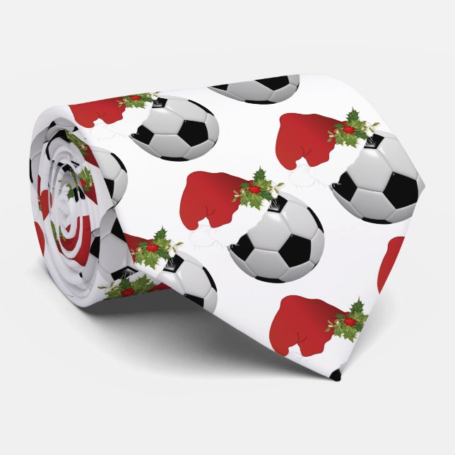 Weihnachts-Weihnachtsmannmütze Fußballdesign Krawatte (Gerollt)