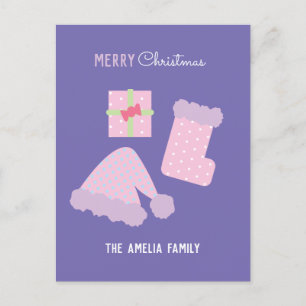 Weihnachts-Weihnachtsmannmütze Gegenwart Strumpf Postkarte