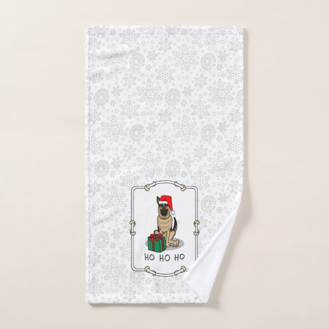 Weihnachts-Weihnachtsmannmütze German Shepherd Dog Badhandtuch Set (Handtuch)