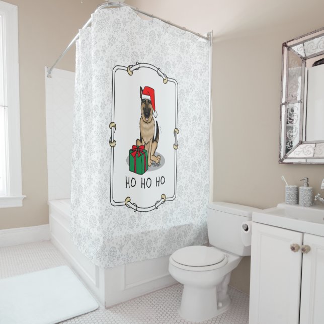Weihnachts-Weihnachtsmannmütze German Shepherd Dog Duschvorhang (Beispiel)