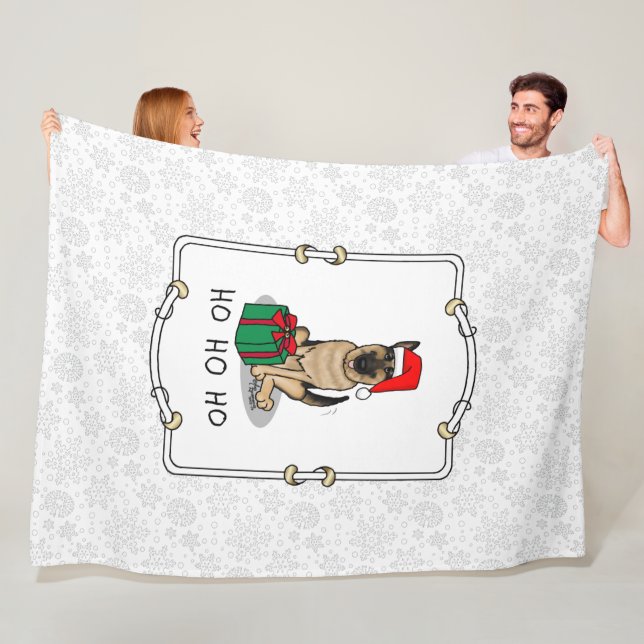 Weihnachts-Weihnachtsmannmütze German Shepherd Dog Fleecedecke (Beispiel)