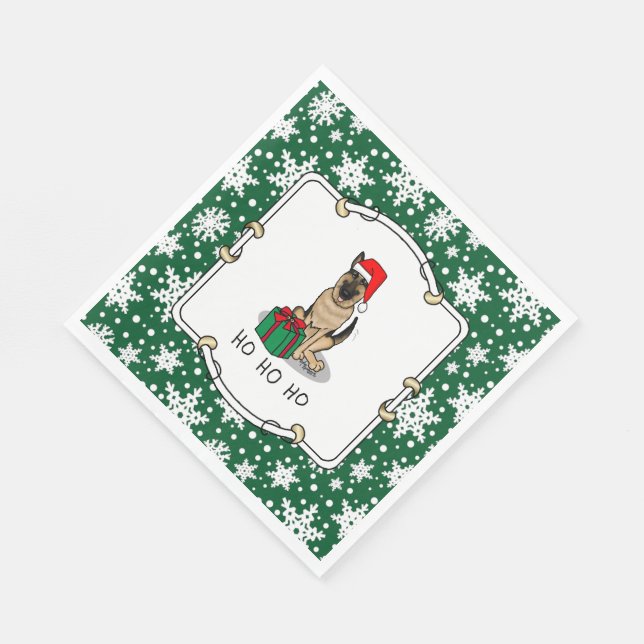 Weihnachts-Weihnachtsmannmütze German Shepherd Dog Serviette (Ecke)