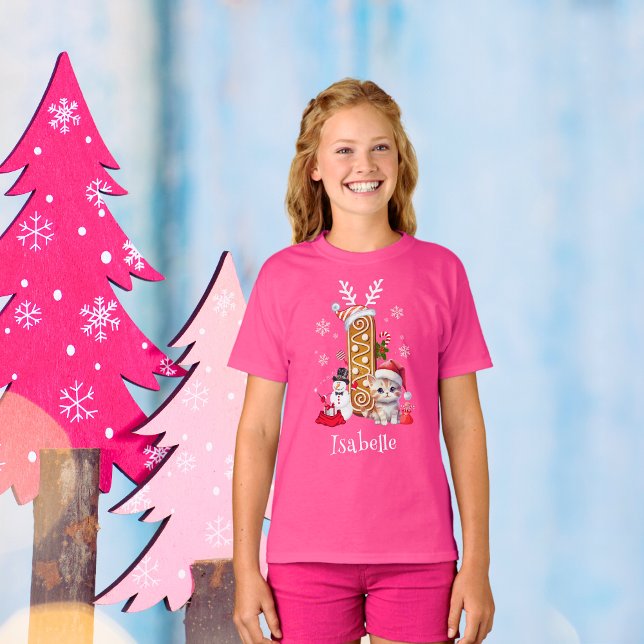 Weihnachts-Weihnachtsmannmütze Gingerbread Alphabe T-Shirt (Von Creator hochgeladen)