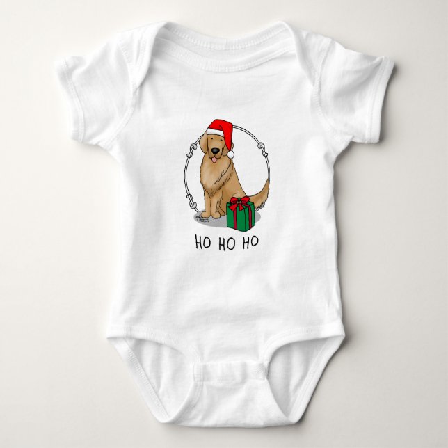Weihnachts-Weihnachtsmannmütze Golden Retriever Do Baby Strampler (Vorderseite)