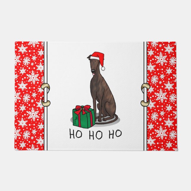 Weihnachts-Weihnachtsmannmütze Grauhund Hund (Blin Fußmatte (Vorderseite)