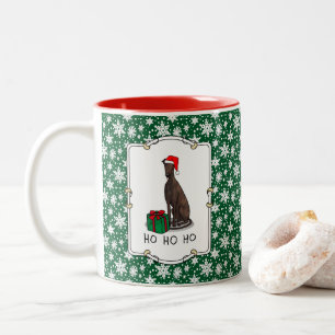 Weihnachts-Weihnachtsmannmütze Grauhund Hund (Blin Zweifarbige Tasse