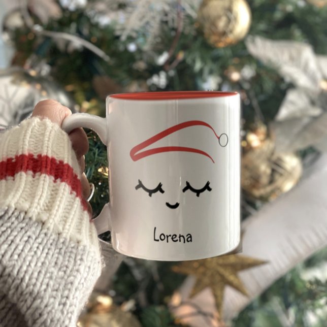 Weihnachts-Weihnachtsmannmütze Lashes Personalisie Zweifarbige Tasse (Von Creator hochgeladen)