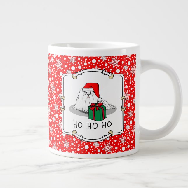 Weihnachts-Weihnachtsmannmütze Malteser Hund Niedl Jumbo-Tasse (Rechts)
