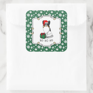 Weihnachts-Weihnachtsmannmütze Papillon (trifarbig Quadratischer Aufkleber