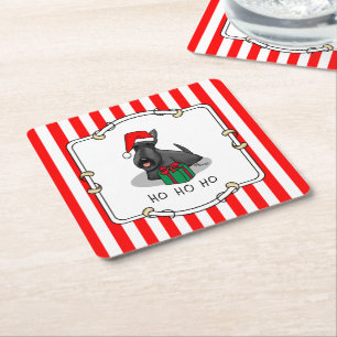 Weihnachts-Weihnachtsmannmütze Scottish Terrier (s Rechteckiger Pappuntersetzer