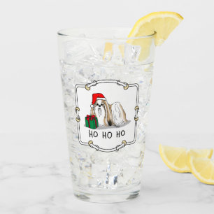 Weihnachts-Weihnachtsmannmütze Shih Tzu (bräunlich Glas