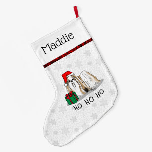 Weihnachts-Weihnachtsmannmütze Shih Tzu (bräunlich Großer Weihnachtsstrumpf