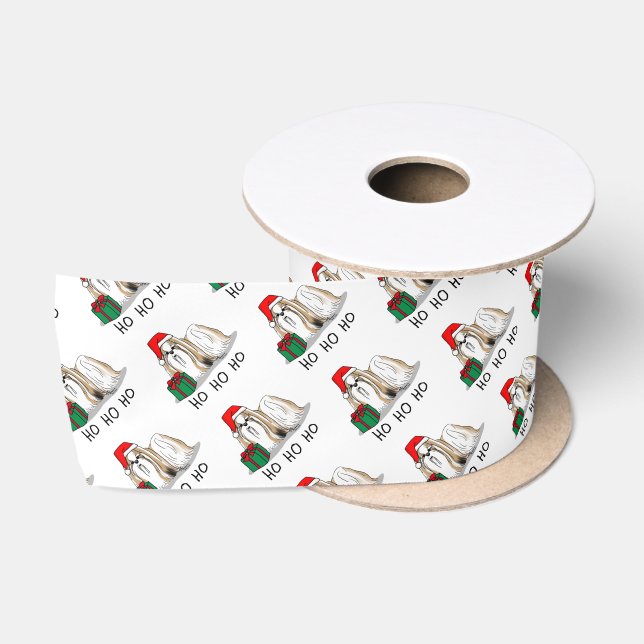 Weihnachts-Weihnachtsmannmütze Shih Tzu (bräunlich Satinband (Spule)