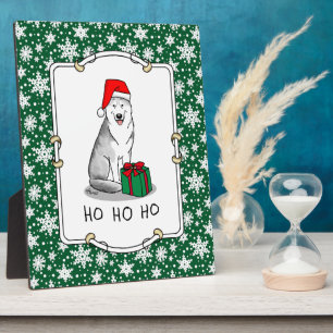 Weihnachts-Weihnachtsmannmütze Sibirischer Husky ( Fotoplatte