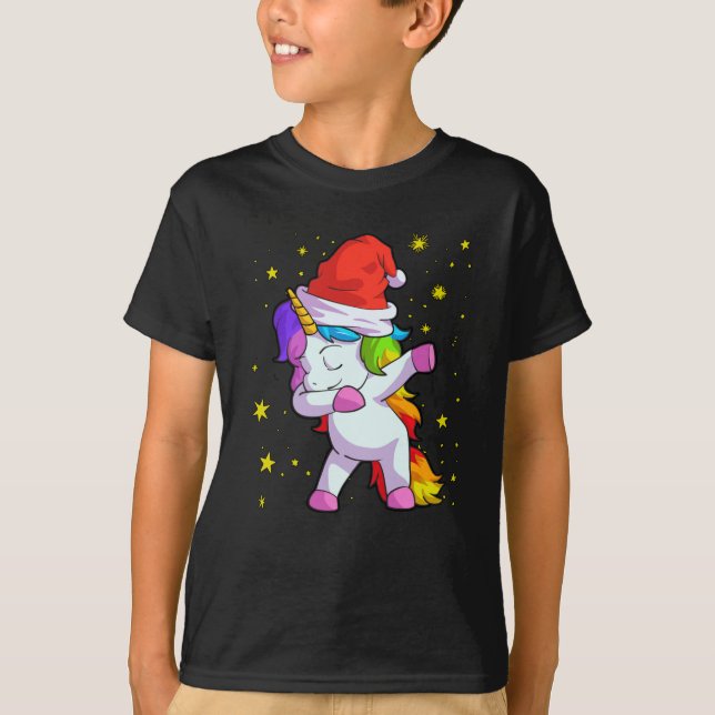 Weihnachts-Weihnachtsmannmütze Unicorn T-Shirt (Vorderseite)