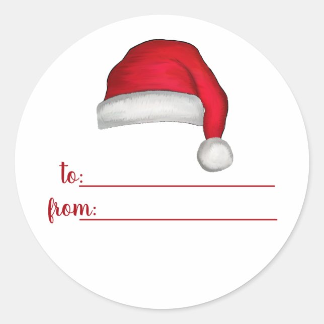Weihnachts-Weihnachtsmannmütze Whimsical Niedlich  Runder Aufkleber (Vorderseite)