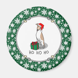 Weihnachts-Weihnachtsmannmütze Whippet Hund Fawn & Magnet