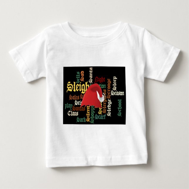 Weihnachts-Weihnachtsmannmütze Word Art T - Shirt (Vorderseite)