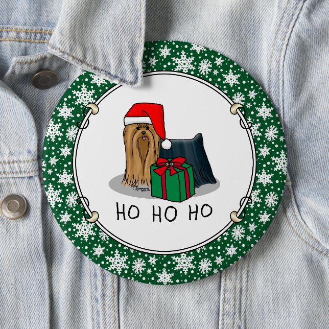 Weihnachts-Weihnachtsmannmütze Yorkshire Terrier Y Button (Beispiel)