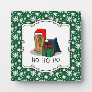 Weihnachts-Weihnachtsmannmütze Yorkshire Terrier Y Fotoplatte