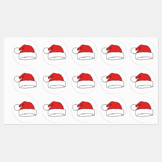 Weihnachts-Weihnachtsmannmütze Zeichne Weihnachtsh Etiketten (Blatt)