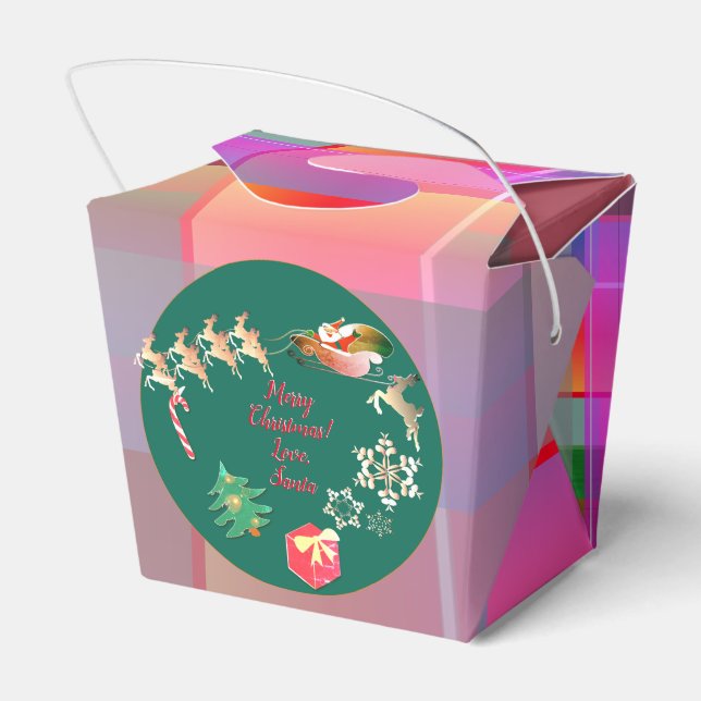 Weihnachts-Weihnachtsmann's Rentier-Karierte Gefäl Geschenkschachtel (Rückseite)