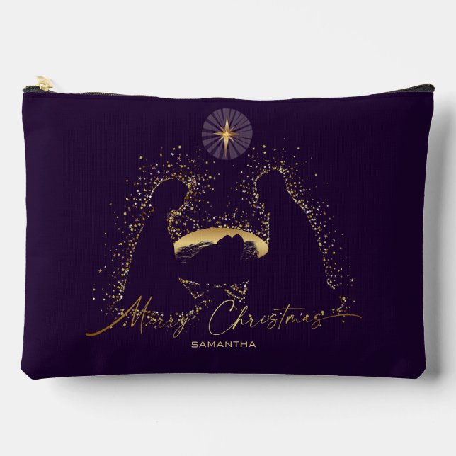 Weihnachts-Weihnachtsmeisterin - Lila Gold-Individ Zubehörtasche (Vorderseite)