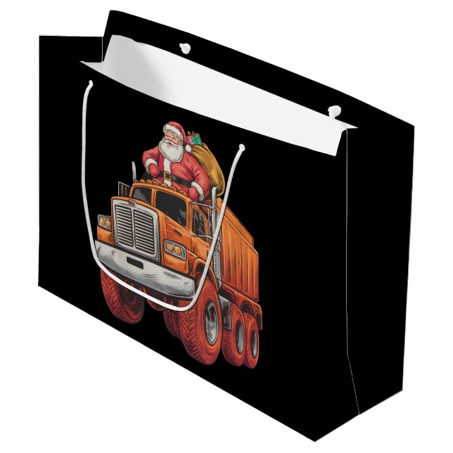 Weihnachts Weihnachtsmonster Truck Weihnachten Wei Große Geschenktüte (Vorderseite Schrägansicht)