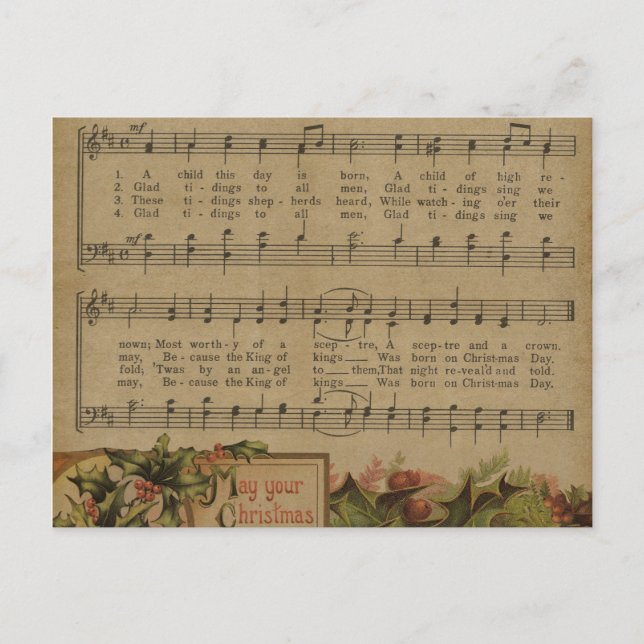 Weihnachts-Weihnachtsmusikblatt Feiertag Feiertagspostkarte (Vorderseite)