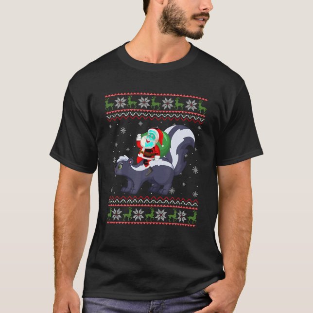 Weihnachts Weihnachtsriding Skunk Funny Ugly Xmas  T-Shirt (Vorderseite)
