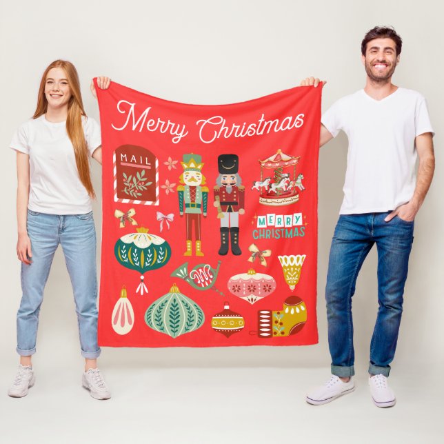 Weihnachts-Weihnachtsrot Fleecedecke (Beispiel)