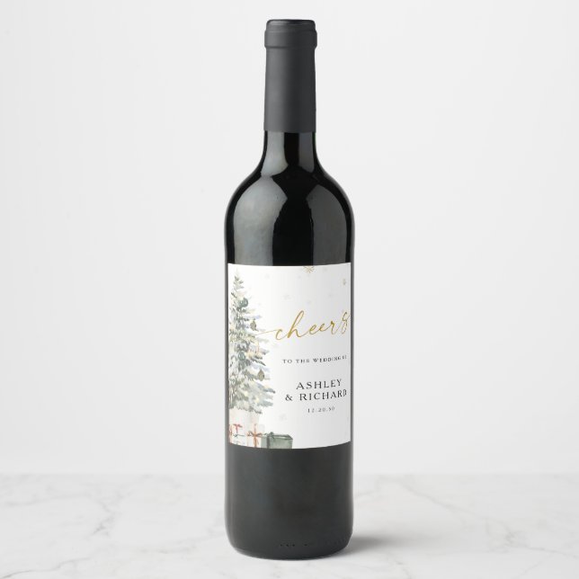 Weihnachts-Weihnachtssaison Wein-Flaschenetikett Weinetikett (Vorderseite)