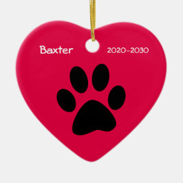 Weihnachts-Weihnachtsschmuck im Herzen und im Paw  Keramikornament