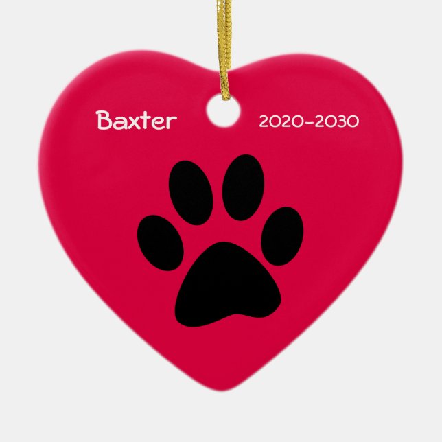 Weihnachts-Weihnachtsschmuck im Herzen und im Paw  Keramikornament (Vorne)