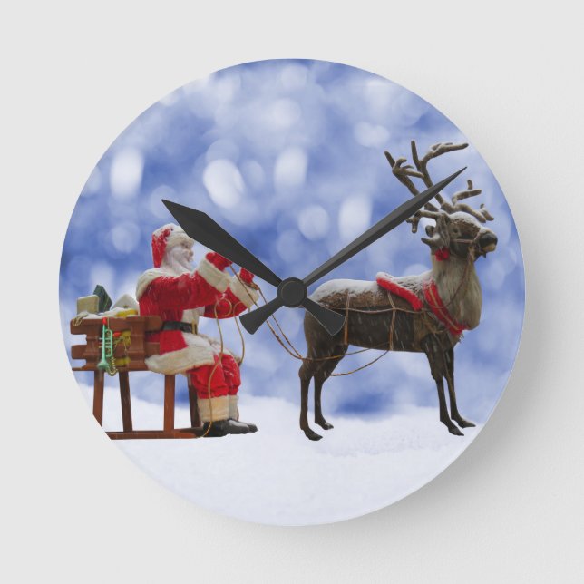 Weihnachts-Weihnachtsschnee Runde Wanduhr (Vorderseite)
