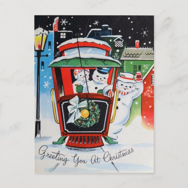 Weihnachts Weihnachtsschneemann Familie Postkarte (Vorderseite)