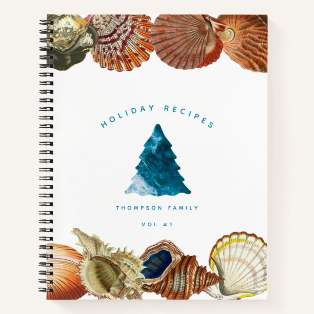 Weihnachts-Weihnachtsstrand Seashell Ferienrezepte Notizbuch (Vorderseite)
