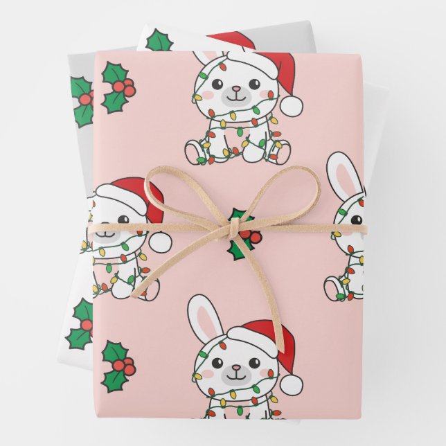 Weihnachts-Weihnachtstiere Holiday Bunnies Geschenkpapier Set (Beispiel)