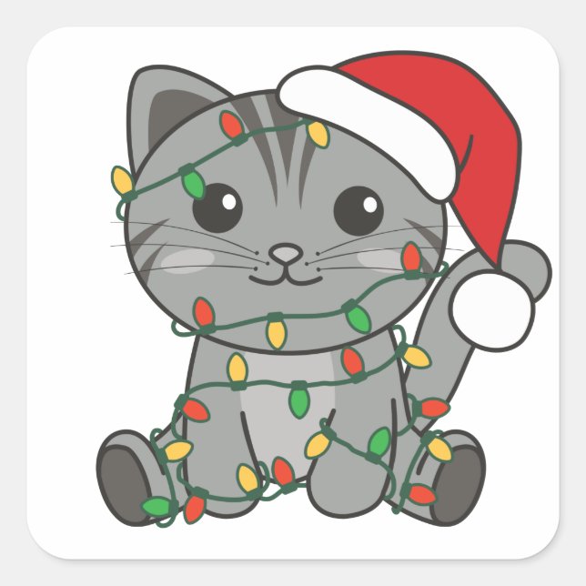 Weihnachts-Weihnachtstiere Katzen-Quadrat Sticker (Vorderseite)