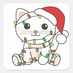Weihnachts-Weihnachtstiere Katzen-Quadrat Sticker