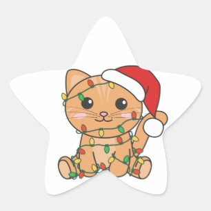 Weihnachts-Weihnachtstiere Katzen-Star-Sticker Stern-Aufkleber
