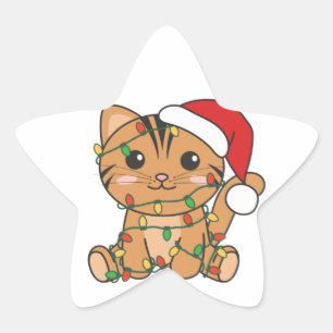 Weihnachts-Weihnachtstiere Katzen-Star-Sticker Stern-Aufkleber
