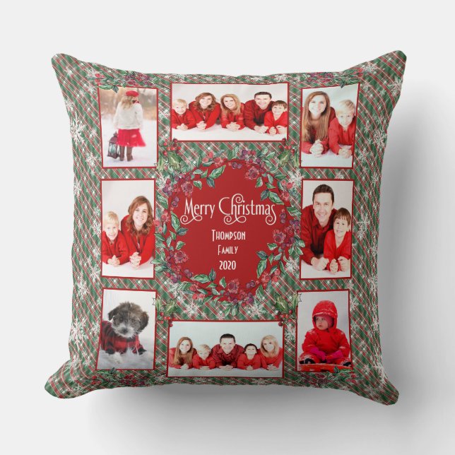 Weihnachts-Weihnachtsvorlage für Familien Rot + Gr Kissen (Vorderseite)