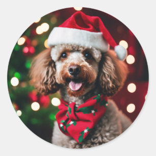 Weihnachts-Weihnachtsvorlage Haustiere Runder Aufkleber